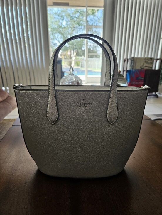 kate spade Handbags - Kate Spade Silver Glitter Lumar Light Satchel Bag